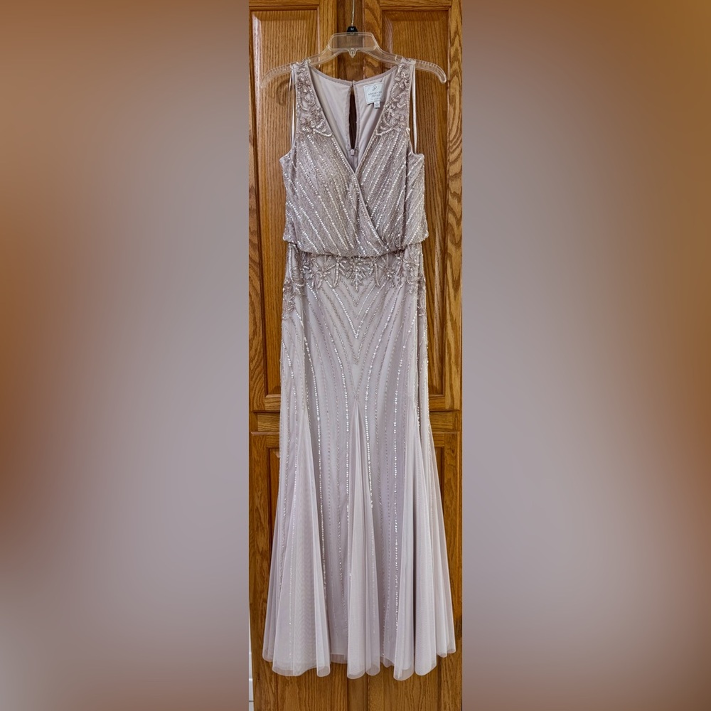 Adrianna Papell Platinum Collection Lavender Sequined Evening Gown